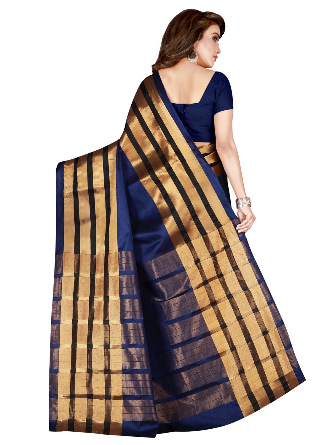striped woven saree with blouse - 16944982 - Standard Image - 1