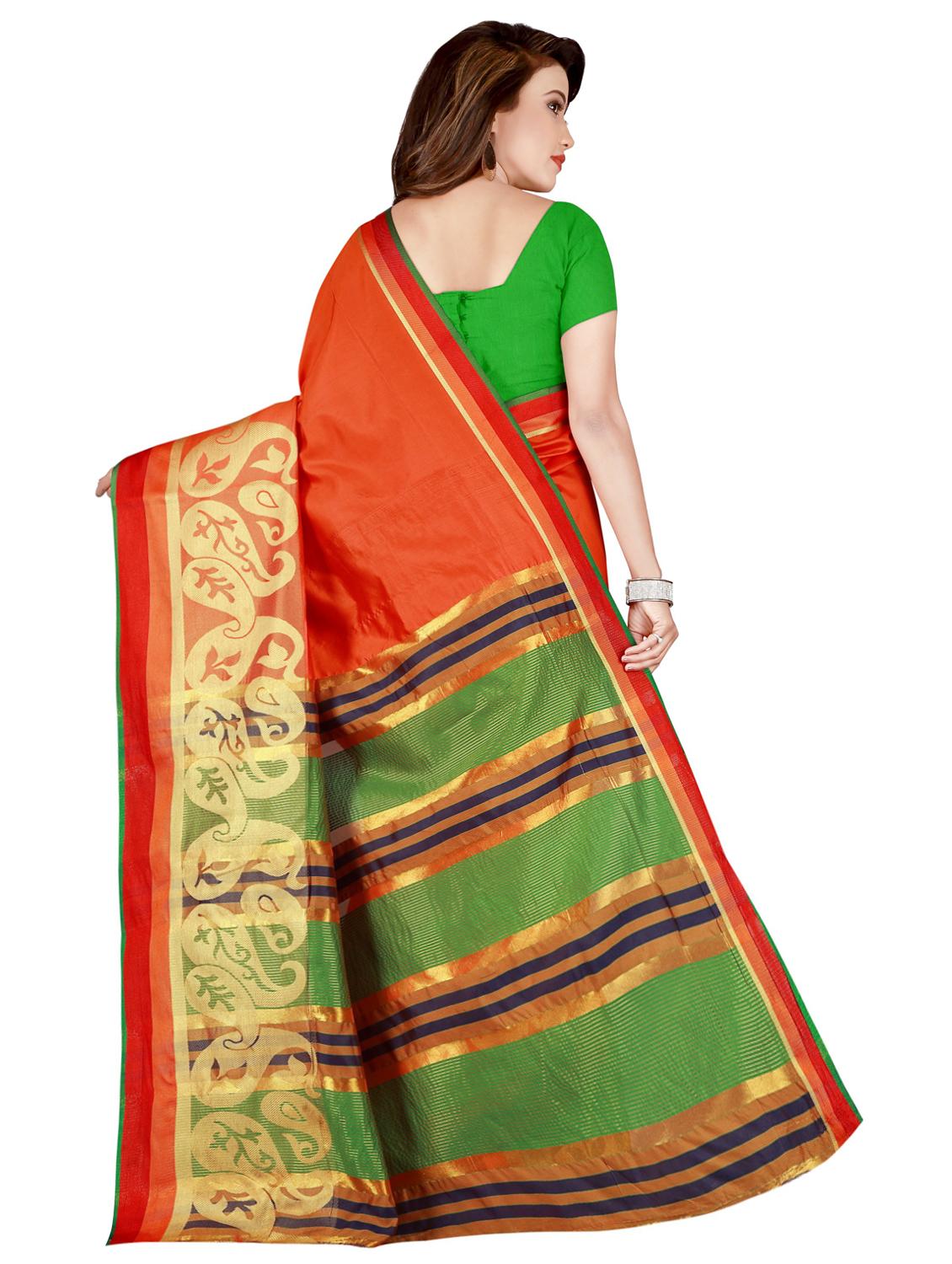 solid bordered woven saree with blouse - 16944992 - Standard Image - 1