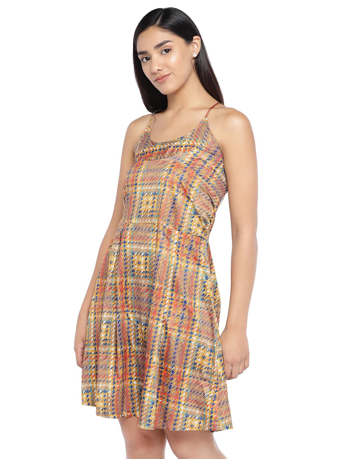 cami neck checkered a-line dress - 16945525 -  Standard Image - 1