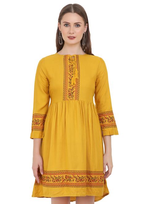 tie up neck embroidered a-line dress  - 16945999 -  Standard Image - 0