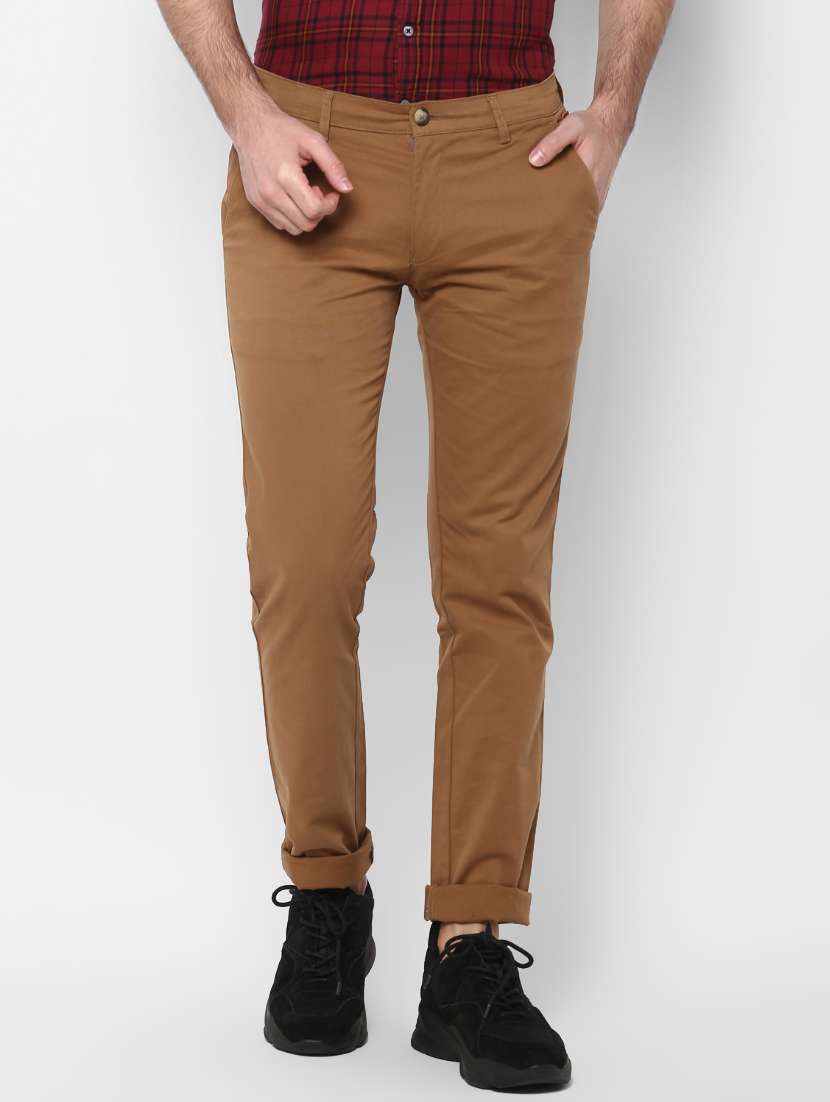 beige solid chinos