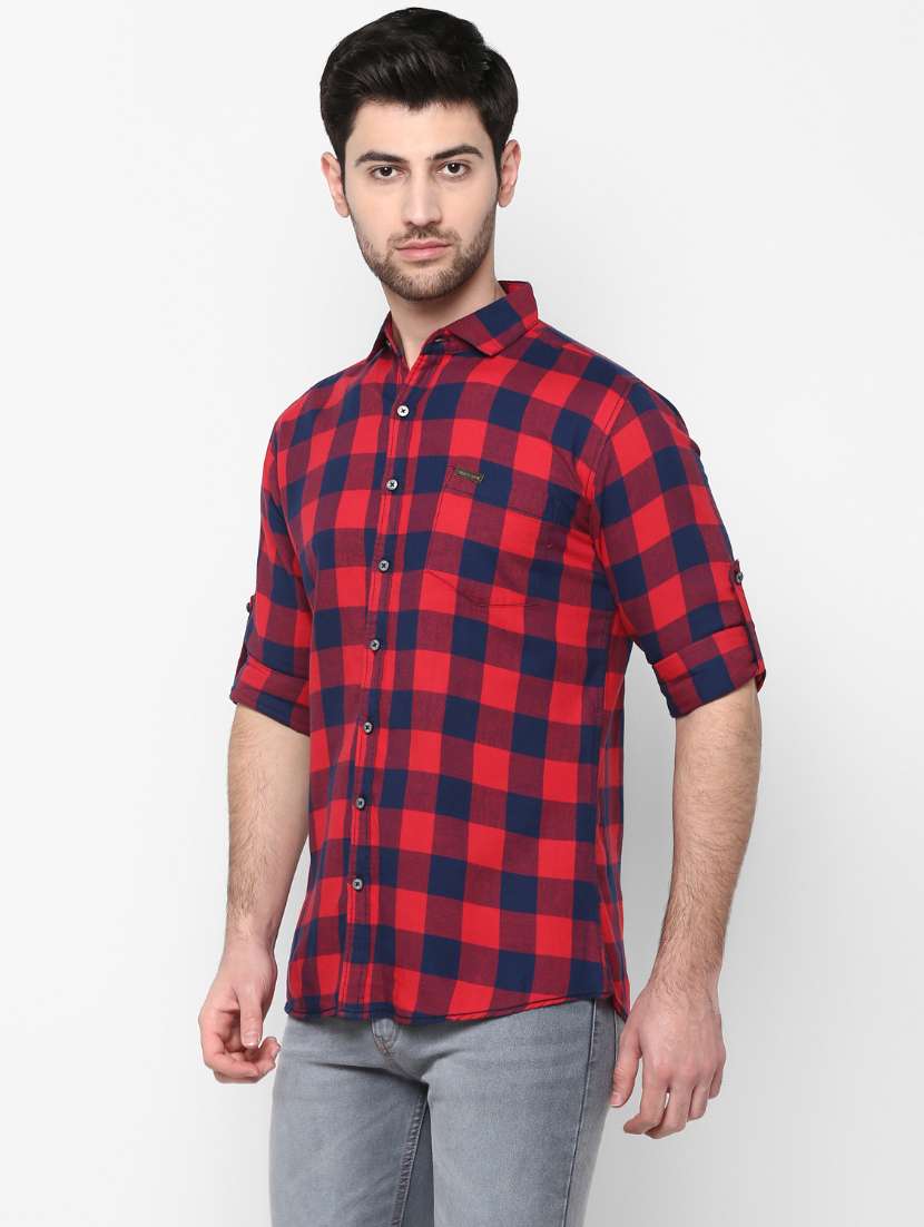 red checkered casual shirt