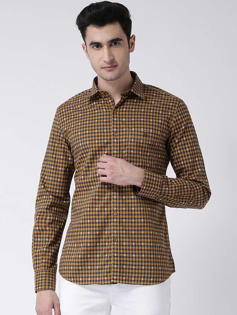 brown checkered casual shirt
