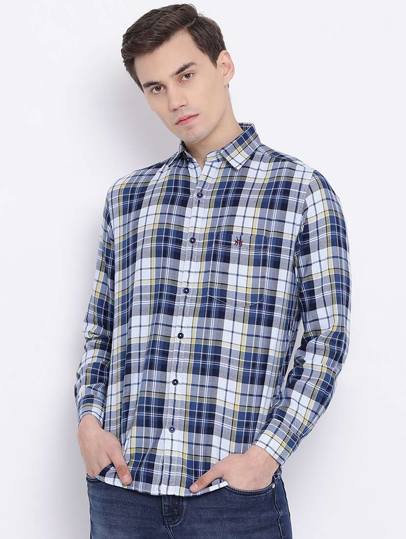 blue checkered casual shirt