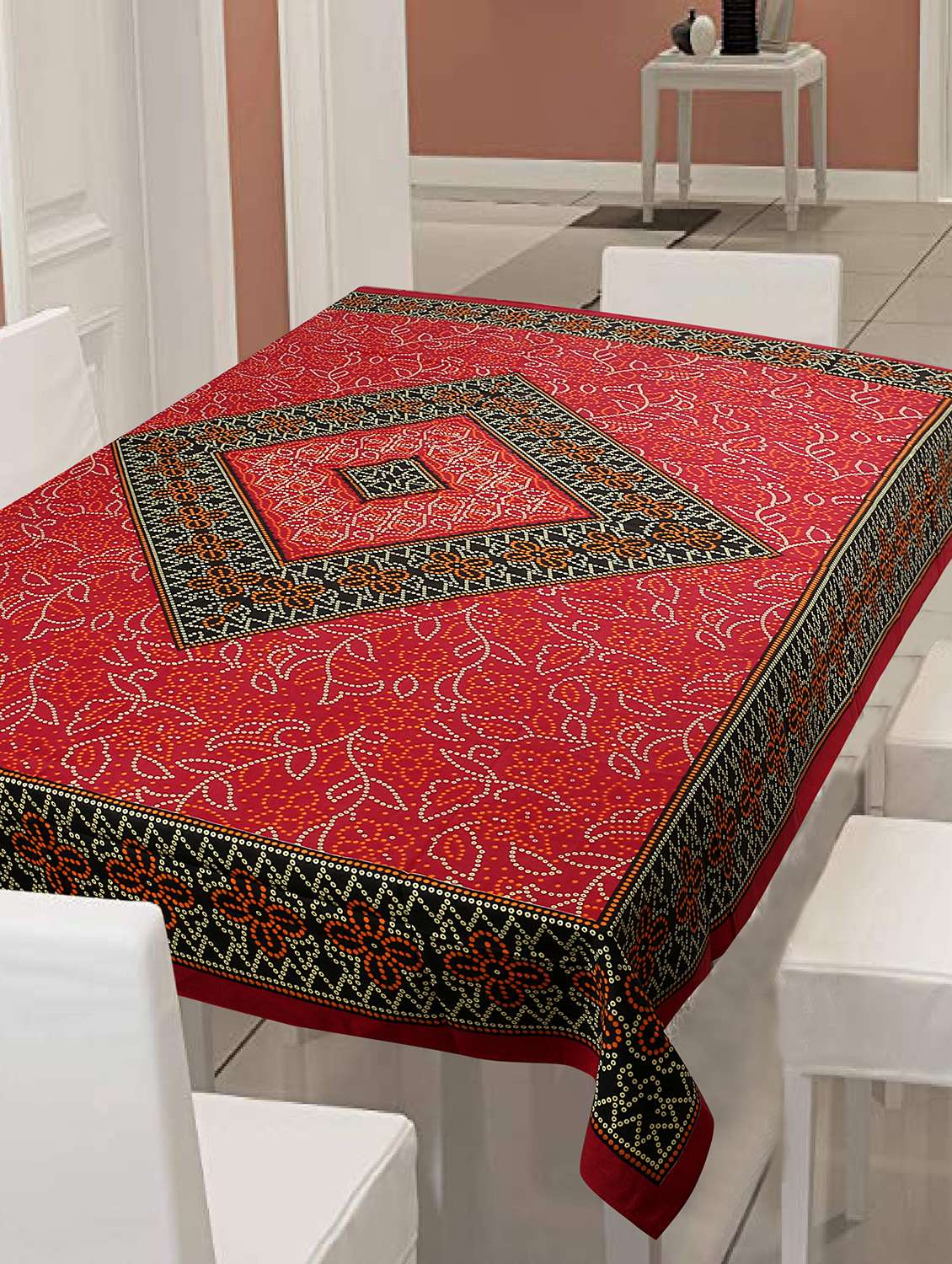cotton jaipuri print 6 to 8 seater table cloth cover - 16948001 - Zoom Image - 0
