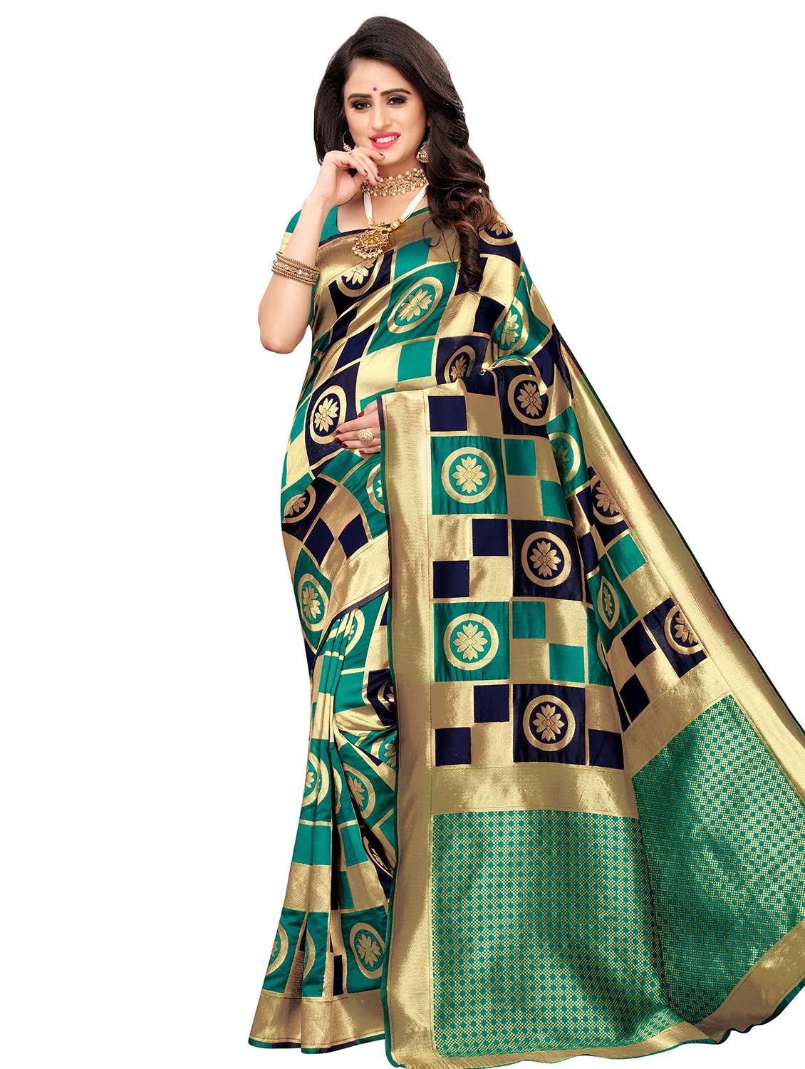 geometrical printed saree with blouse