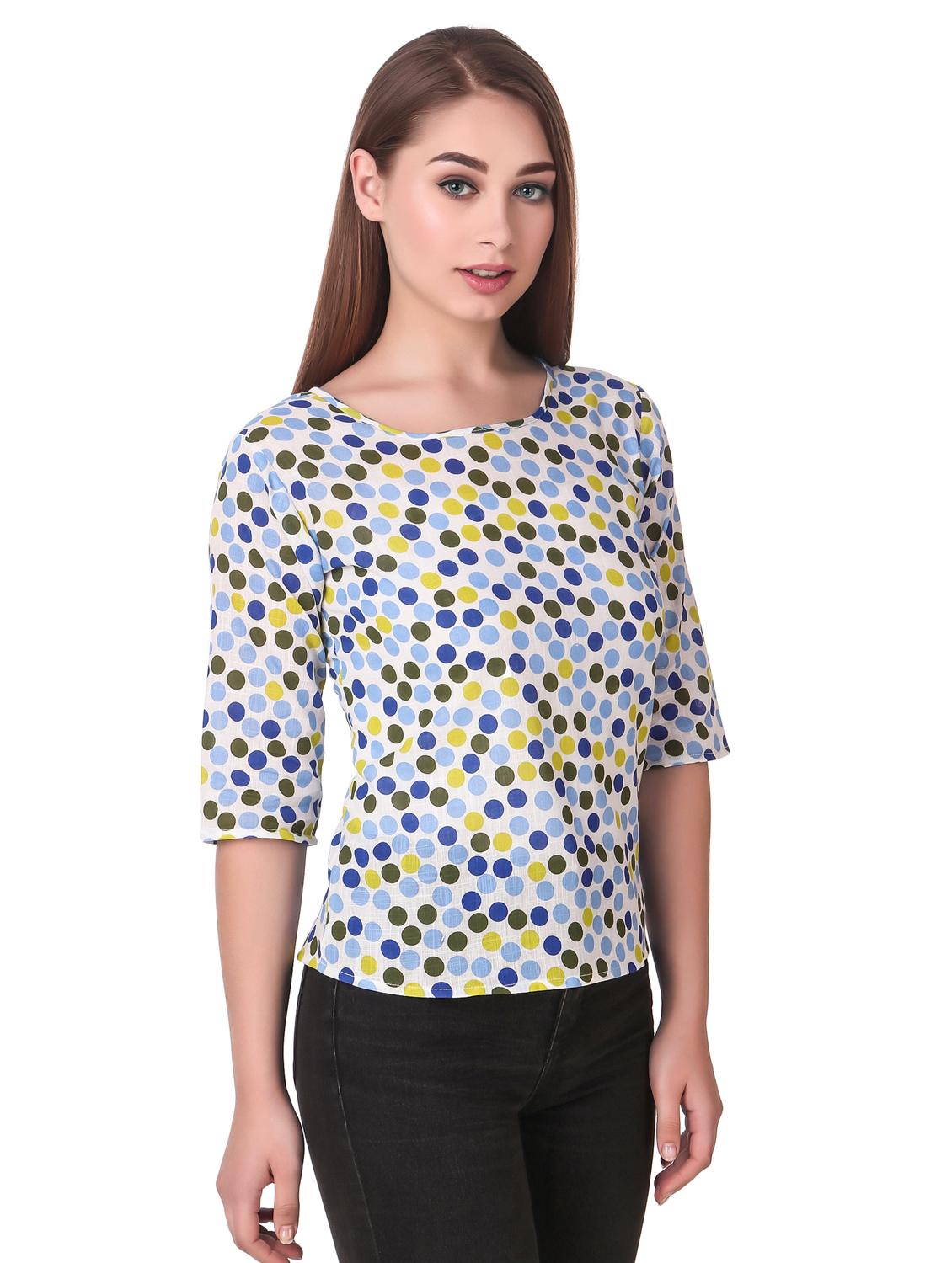 round neck polka dot top - 16949499 - Standard Image - 1