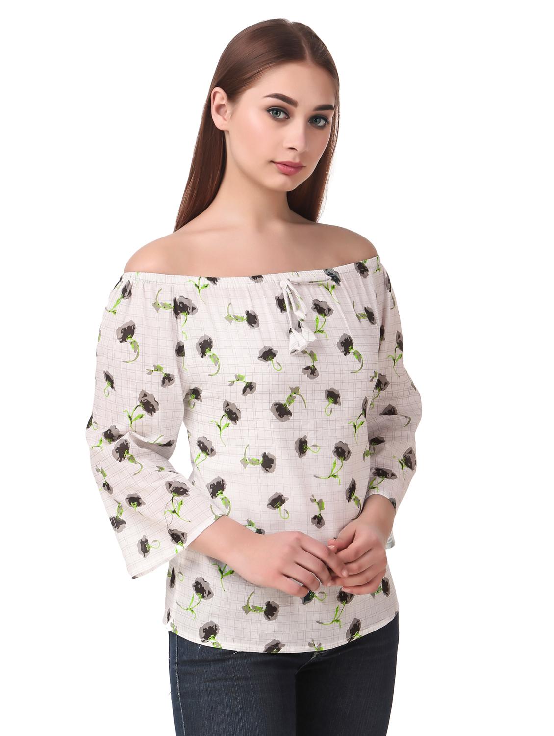 off shoulder floral top  - 16949506 -  Standard Image - 1