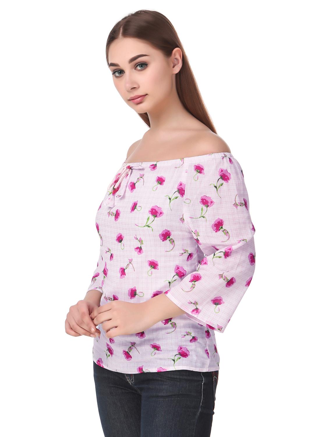 off shoulder floral  top  - 16949508 -  Standard Image - 1