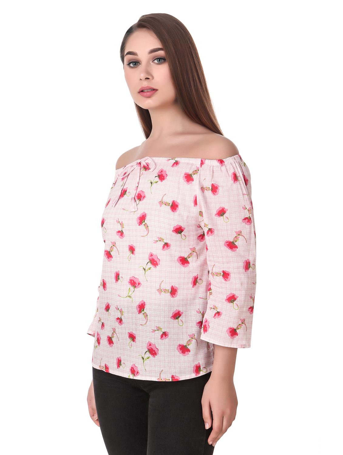 off shoulder floral top - 16949509 - Standard Image - 1