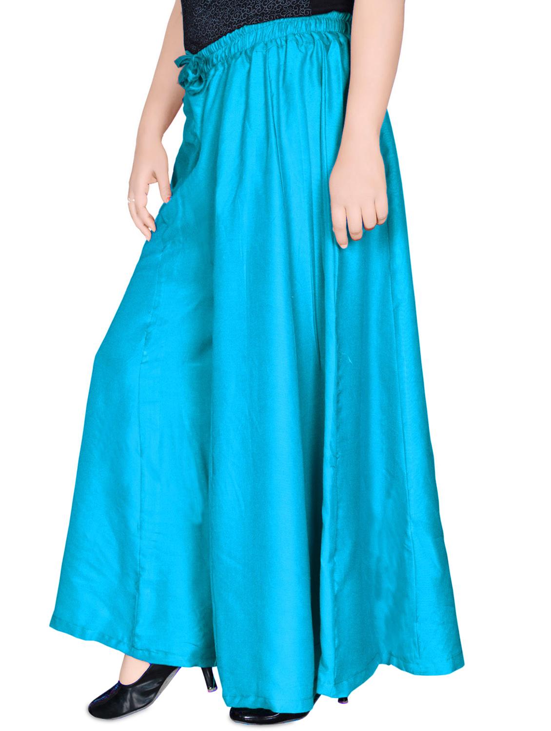 turqouise solid flared palazzo - 16949976 - Standard Image - 1