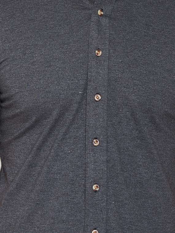 grey solid casual shirt - 16952421 - Standard Image - 4