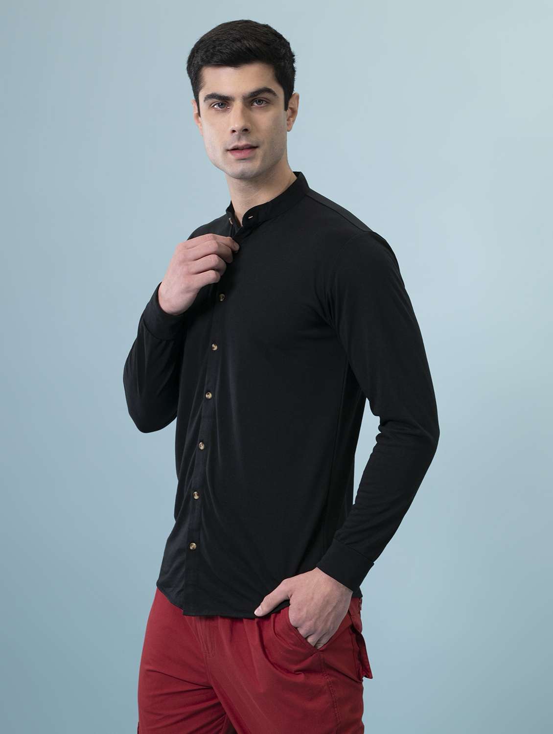 mens solid casual shirt - 16952427 -  Standard Image - 1