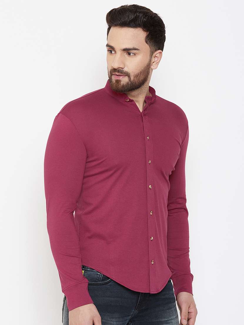 red solid casual shirt