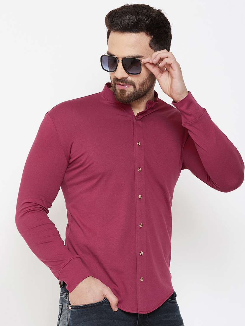 red solid casual shirt - 16952430 -  Standard Image - 1