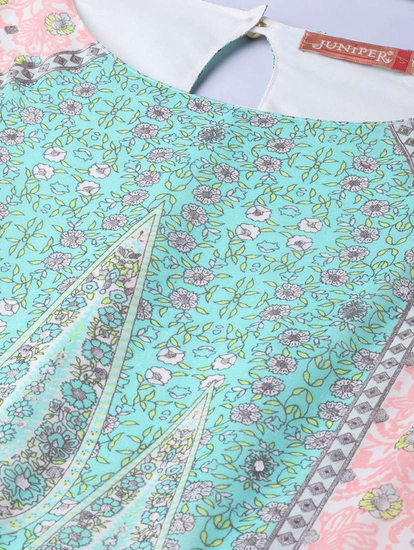 printed flared ethnic dress - 16953117 -  Standard Image - 4