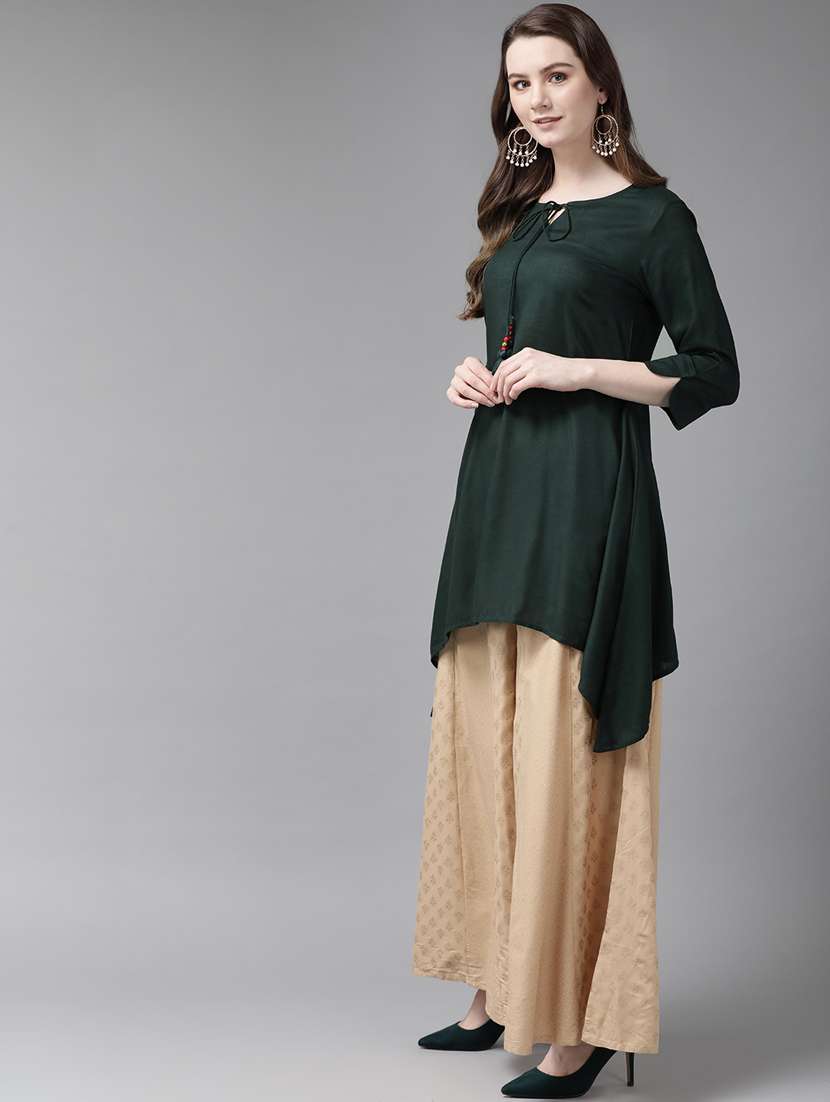 solid asymmetric kurti - 16953131 -  Standard Image - 1