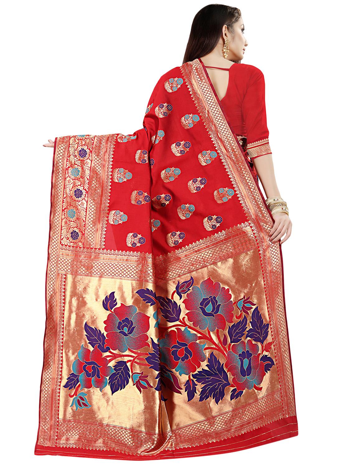 self design banarasi saree with blouse - 16953142 - Standard Image - 1