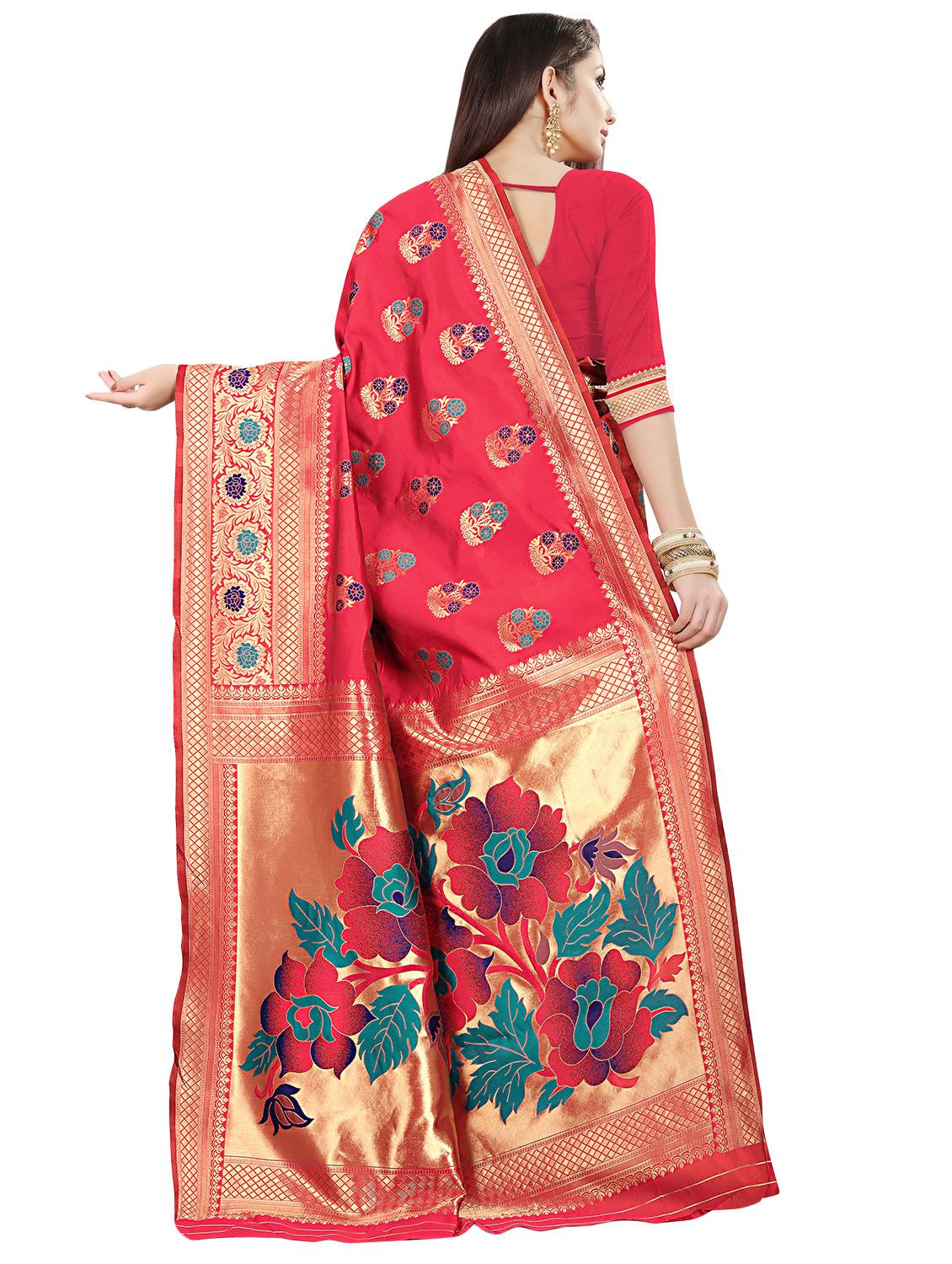 self design banarasi saree with blouse - 16953144 - Standard Image - 1