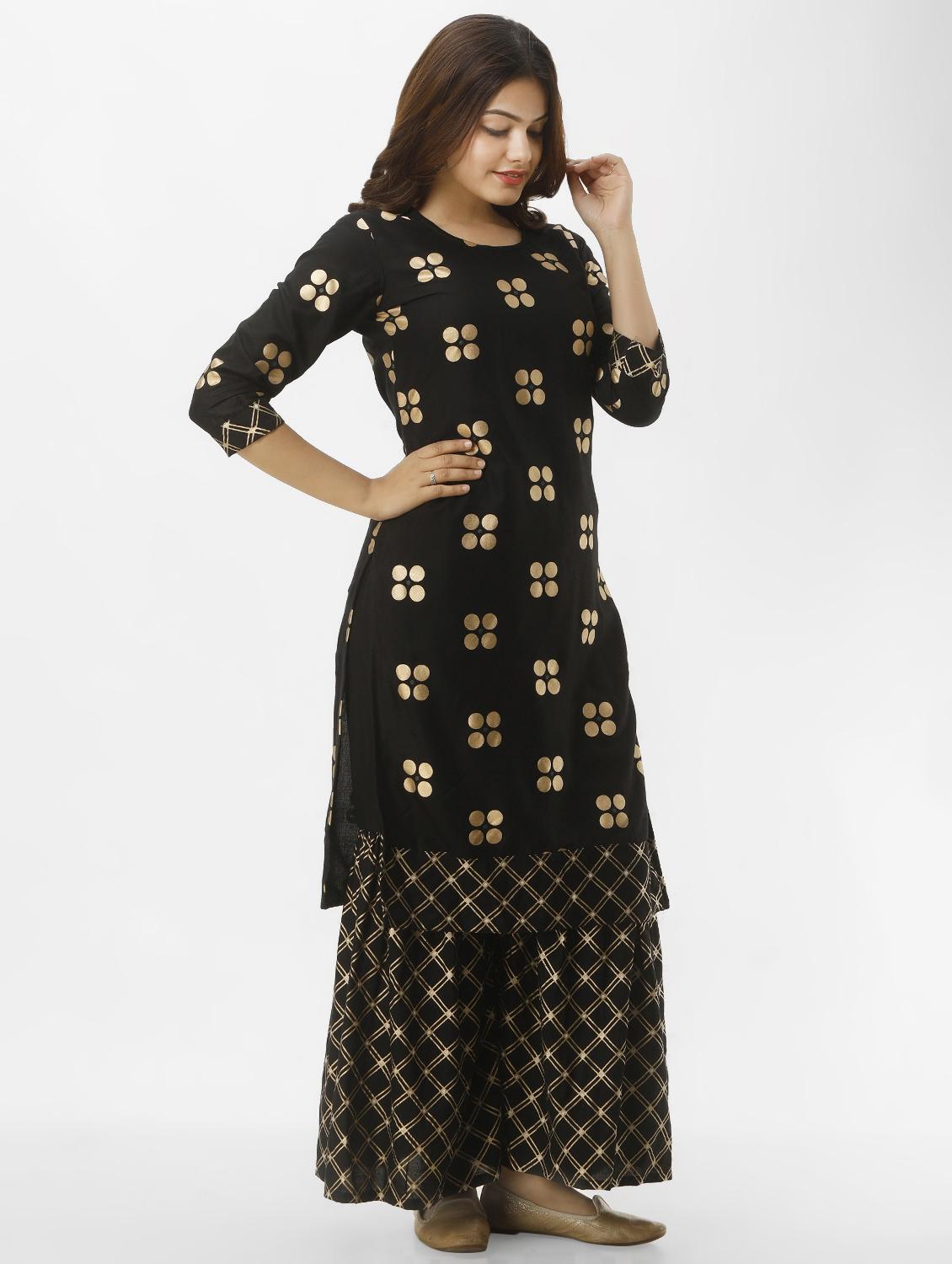 foil print sharara suit set - 16953854 -  Standard Image - 1