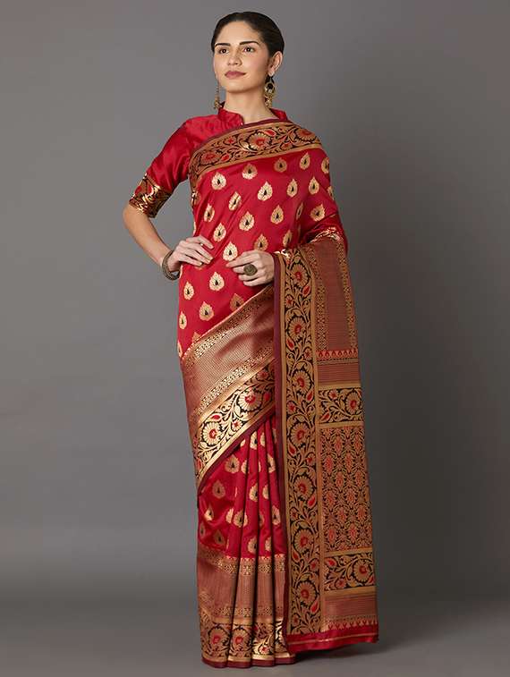 self design banarasi saree with blouse