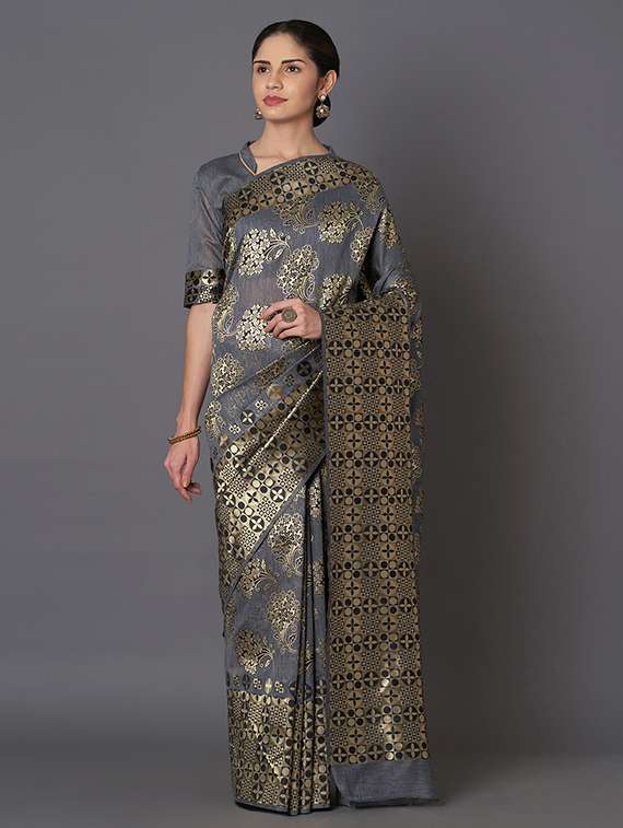 self design banarasi saree with blouse