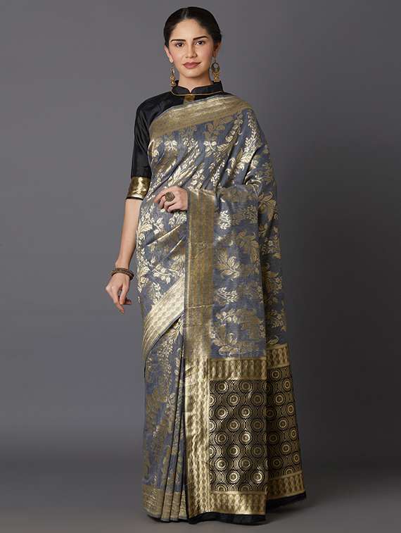 self design banarasi saree with blouse