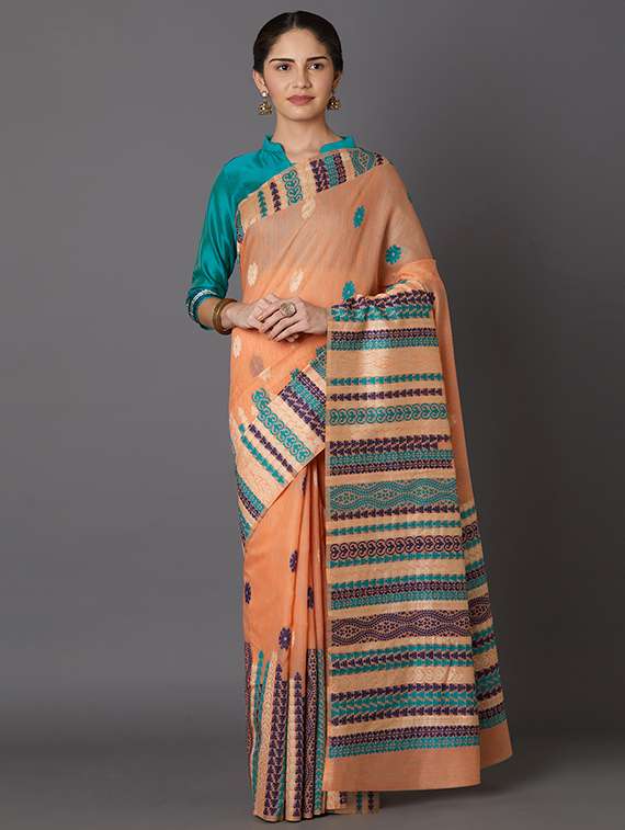 self design banarasi saree with blouse