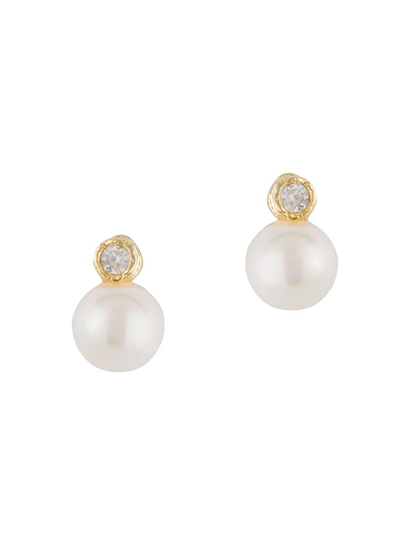 white brass studs earring