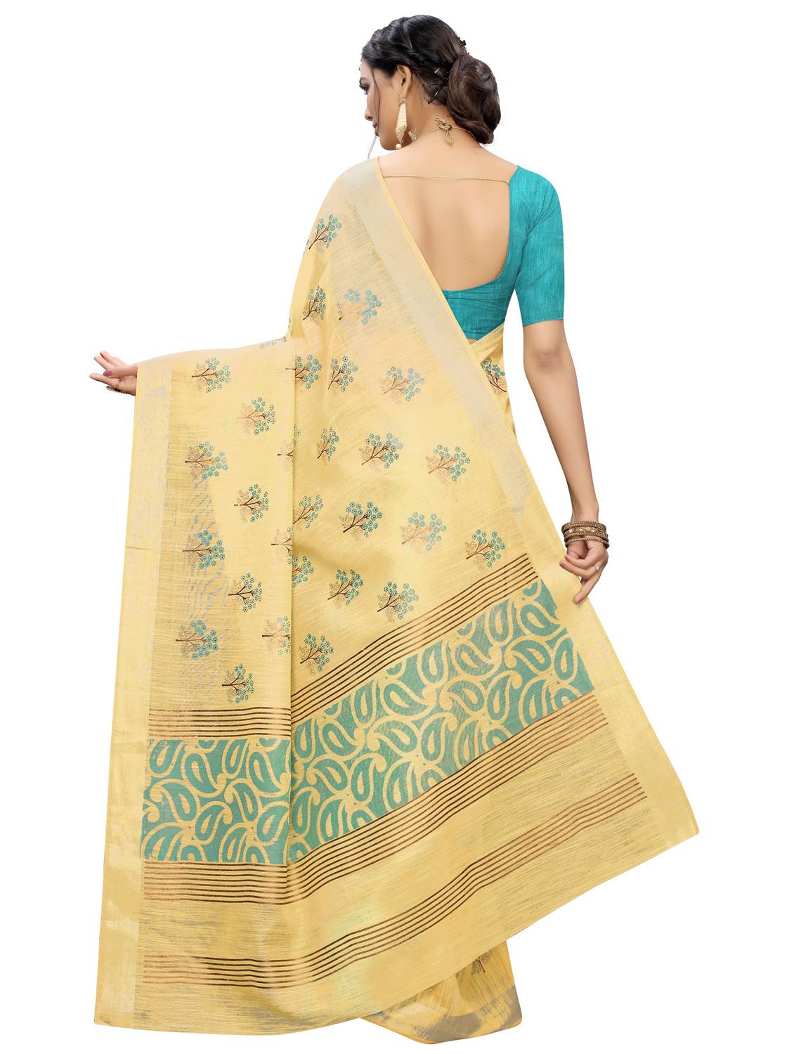 foil printed saree with blouse - 16956001 - Standard Image - 1