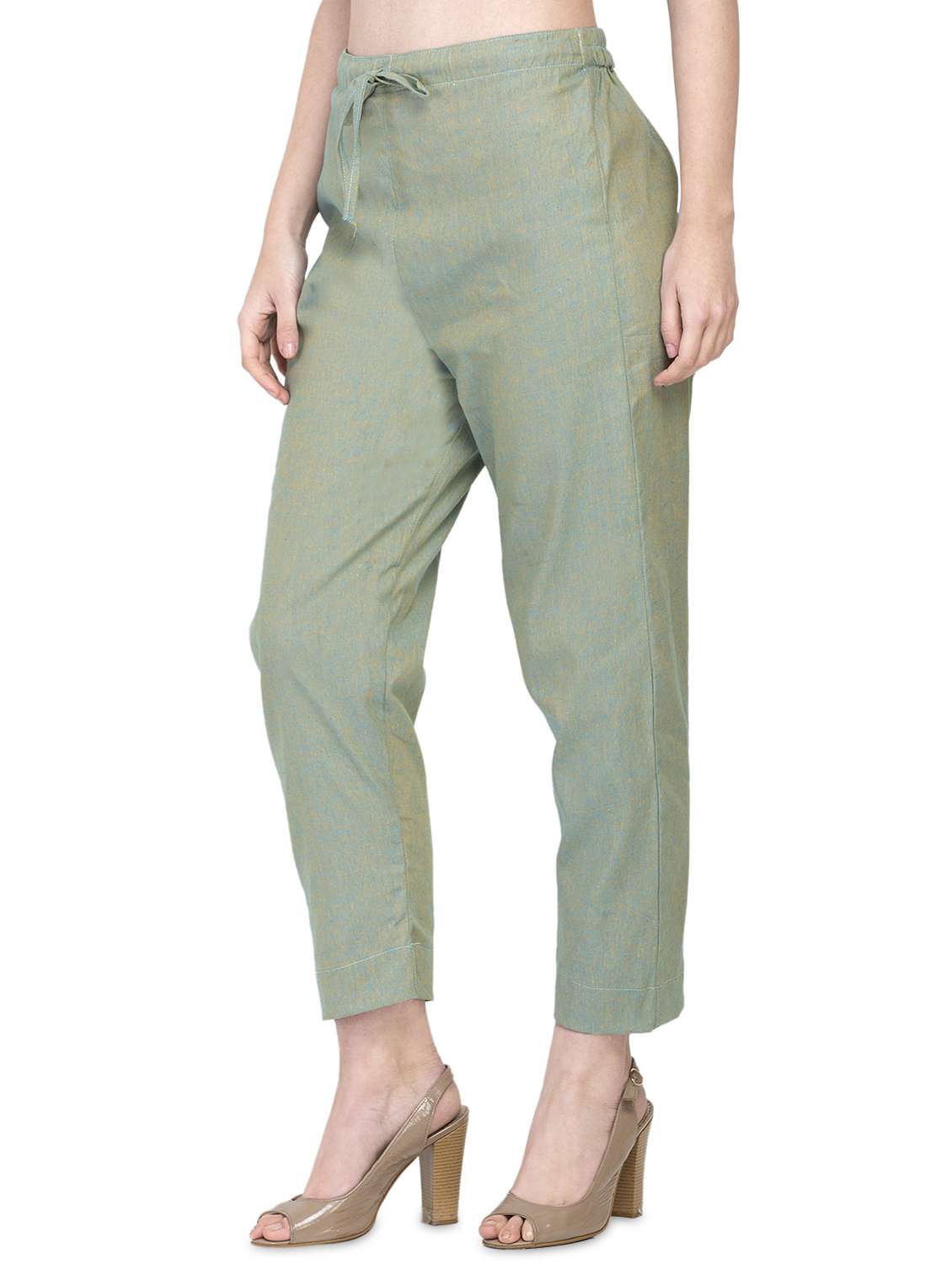 women solids calf length tailored pants - 16956466 - Standard Image - 1