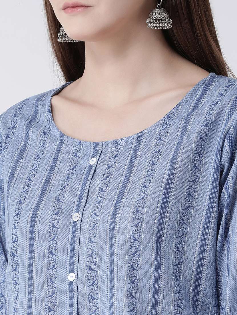 striped a-line kurti - 16957863 - Standard Image - 4