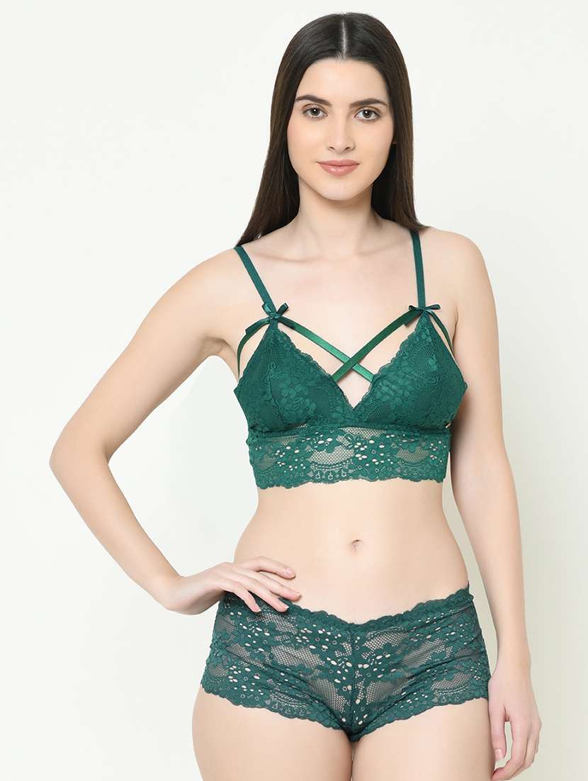 laced bralette bra with panty set 