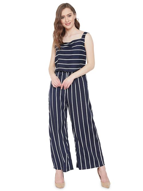 square neck striped full leg jumpsuit - 16958492 -  Standard Image - 0