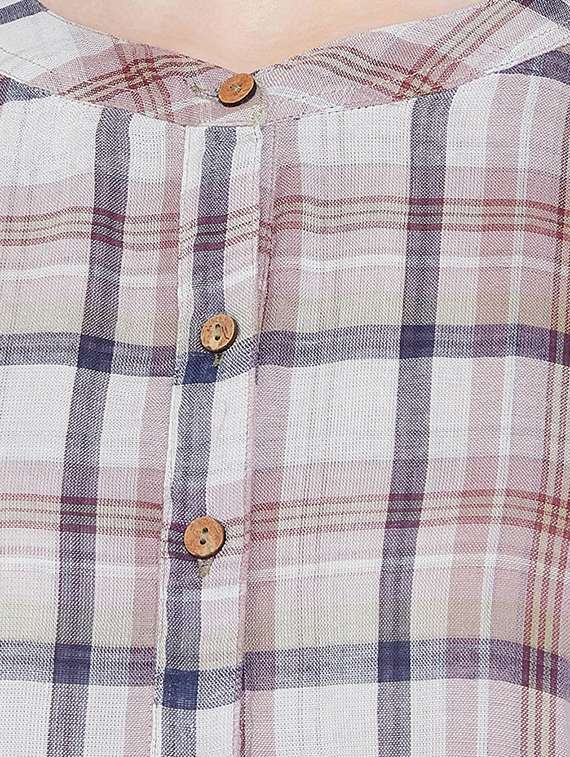 mandarin neck checkered shirt  - 16958499 -  Standard Image - 4