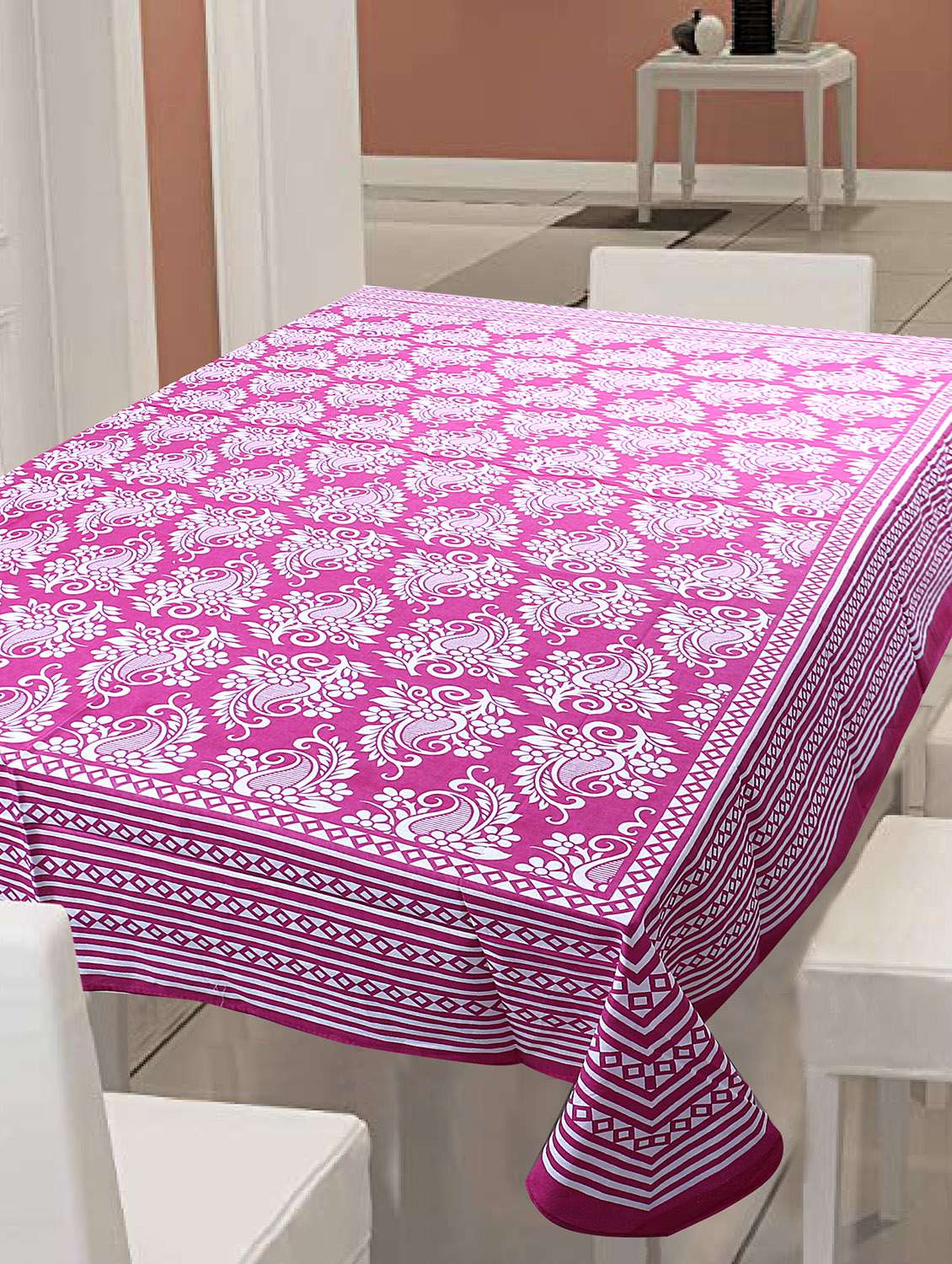 cotton jaipuri print 6 to 8 seater table cloth cover 