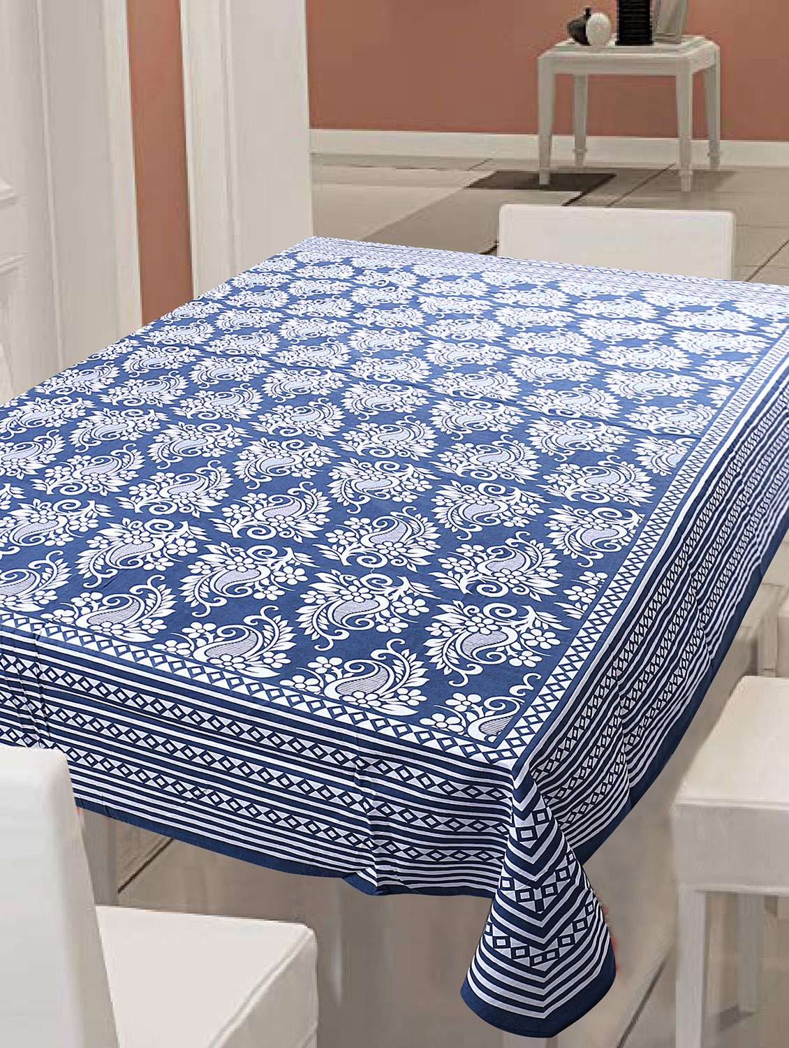 cotton jaipuri print 6 to 8 seater table cloth cover 