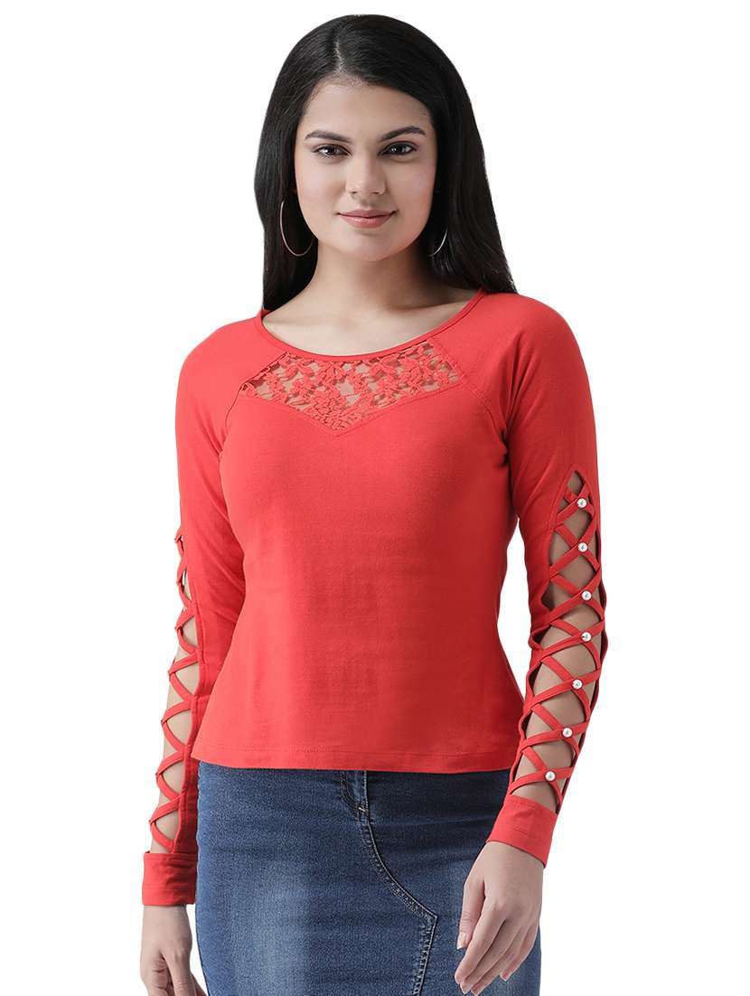 lace panel solid top