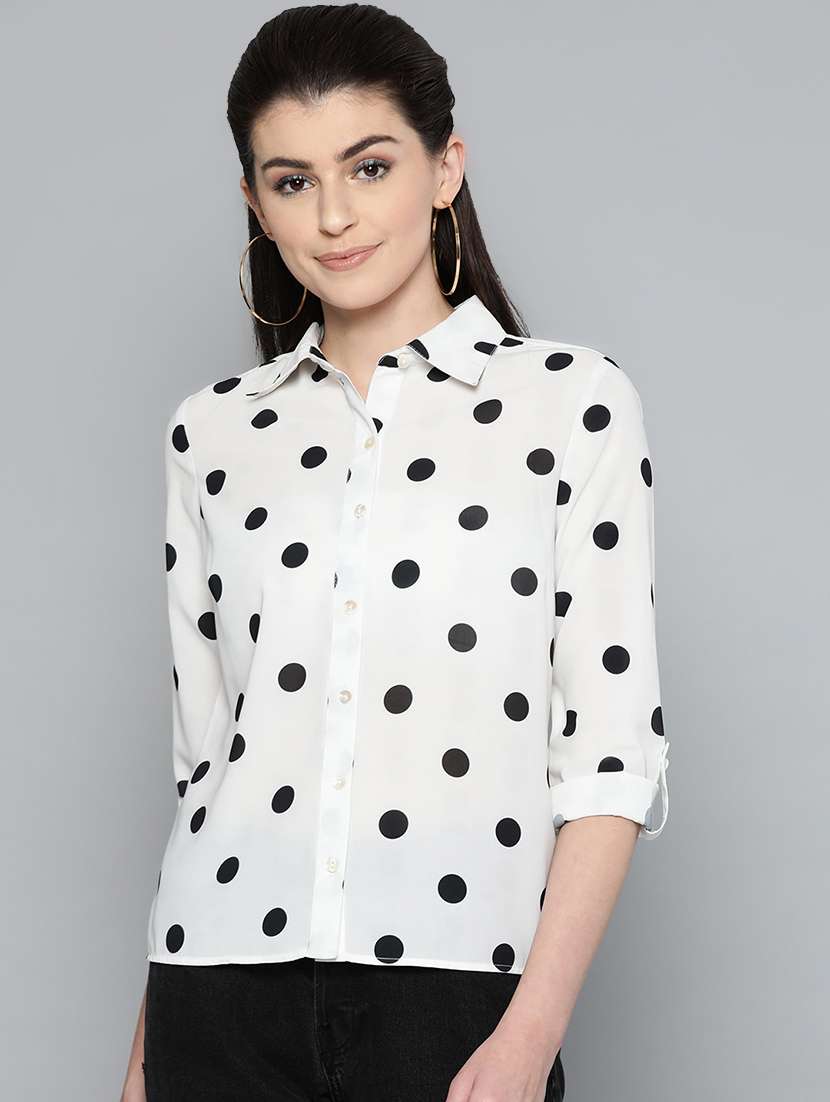 long sleeved polka dot shirt 
