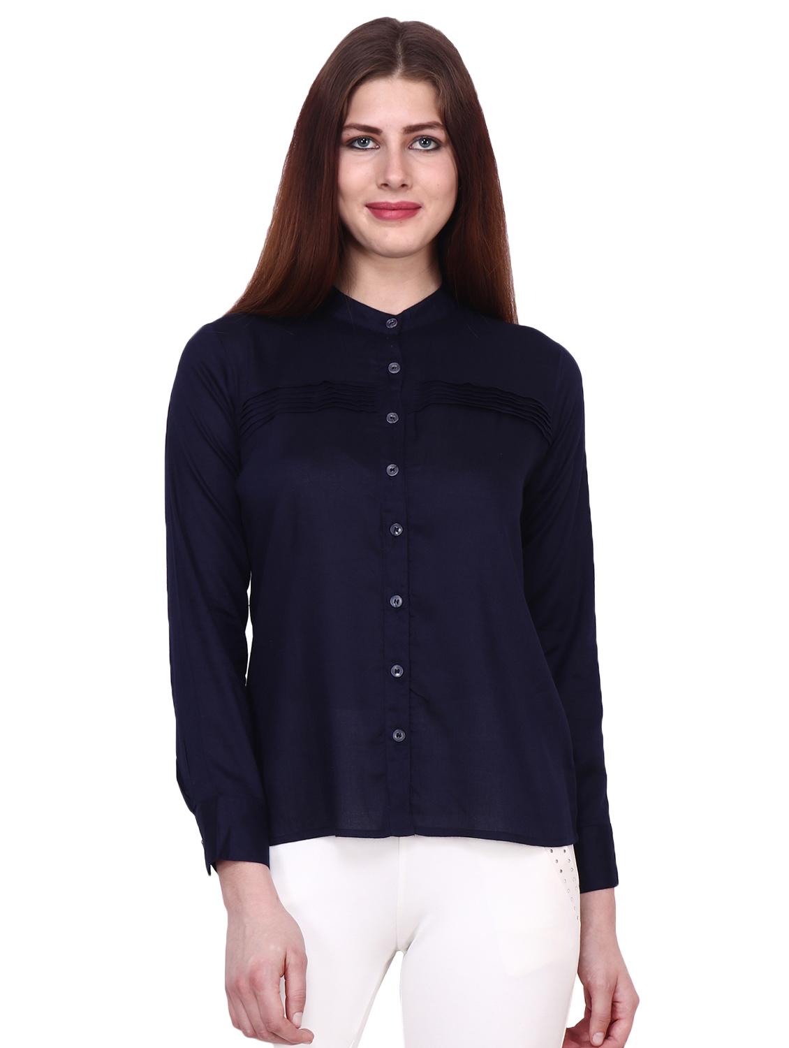 mandarin neck solid shirt - 16962698 - Zoom Image - 0