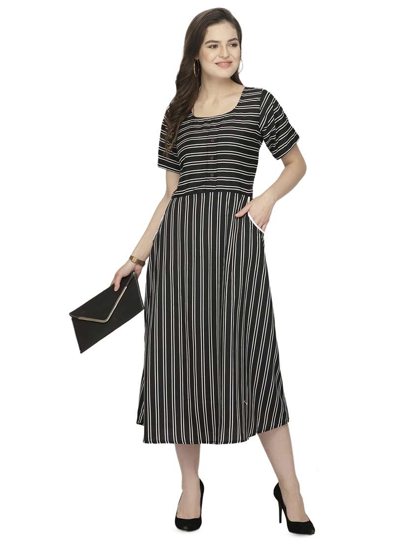 women's fit & flare striped dress