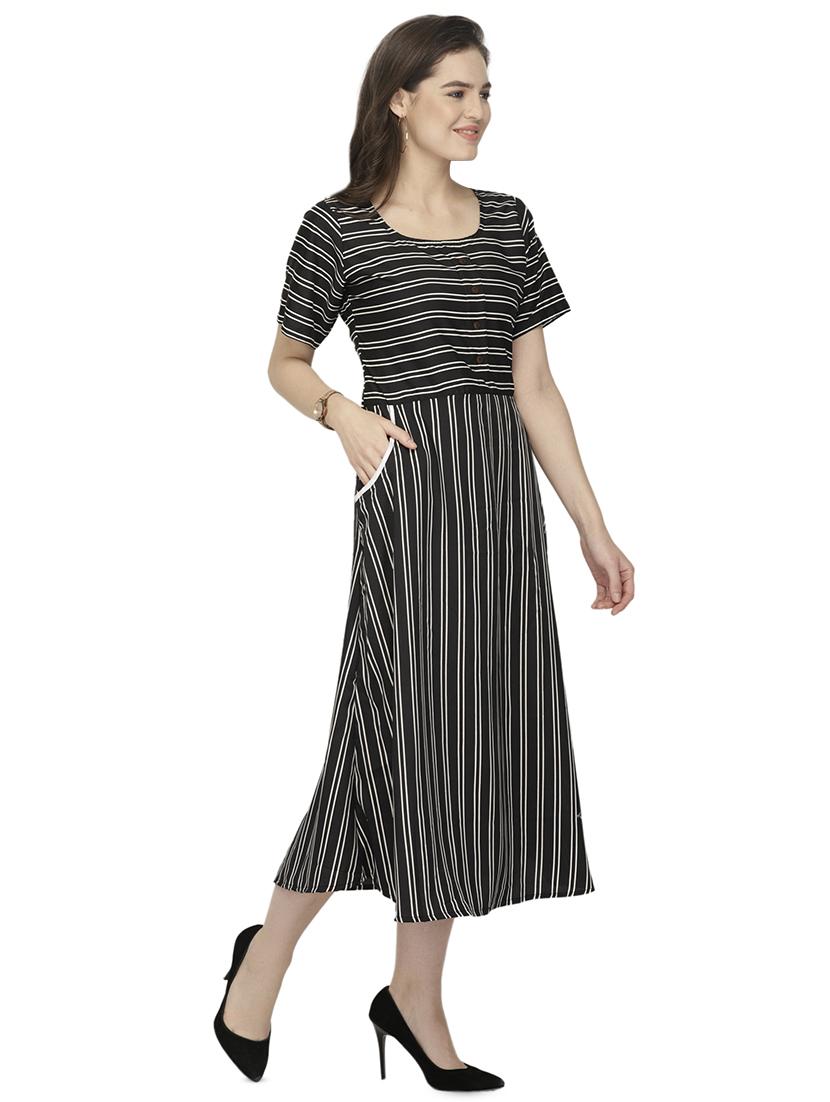women's fit & flare striped dress - 16962842 - Standard Image - 1