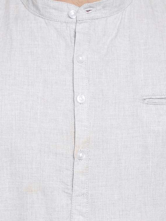 grey solid short kurta - 16963136 - Standard Image - 4