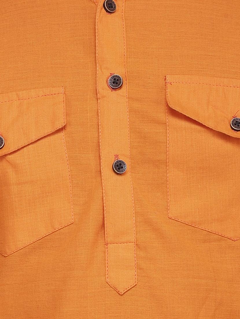 orange solid pathani kurta - 16963533 - Standard Image - 4
