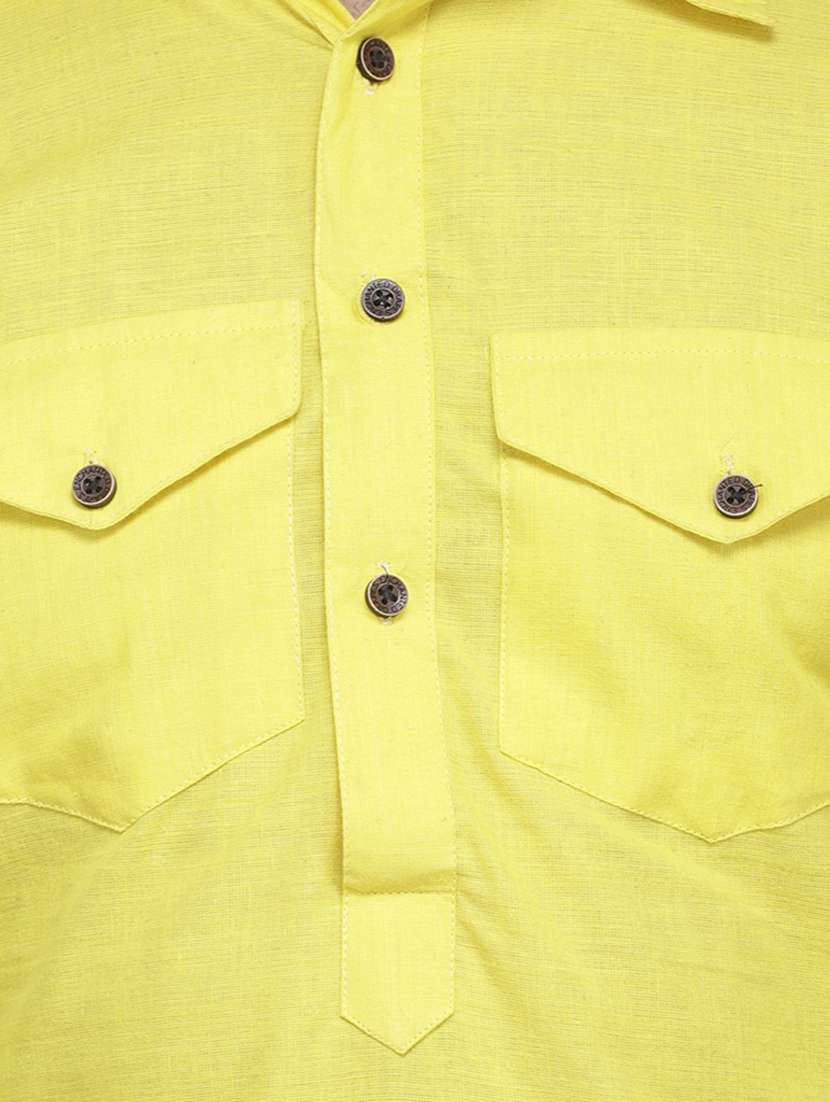 yellow solid pathani kurta - 16963536 - Standard Image - 4