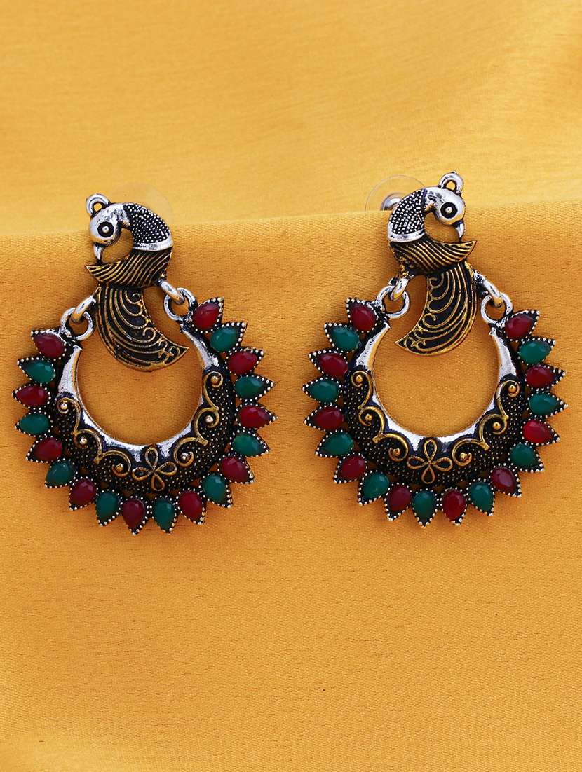 pink brass chandballi earring