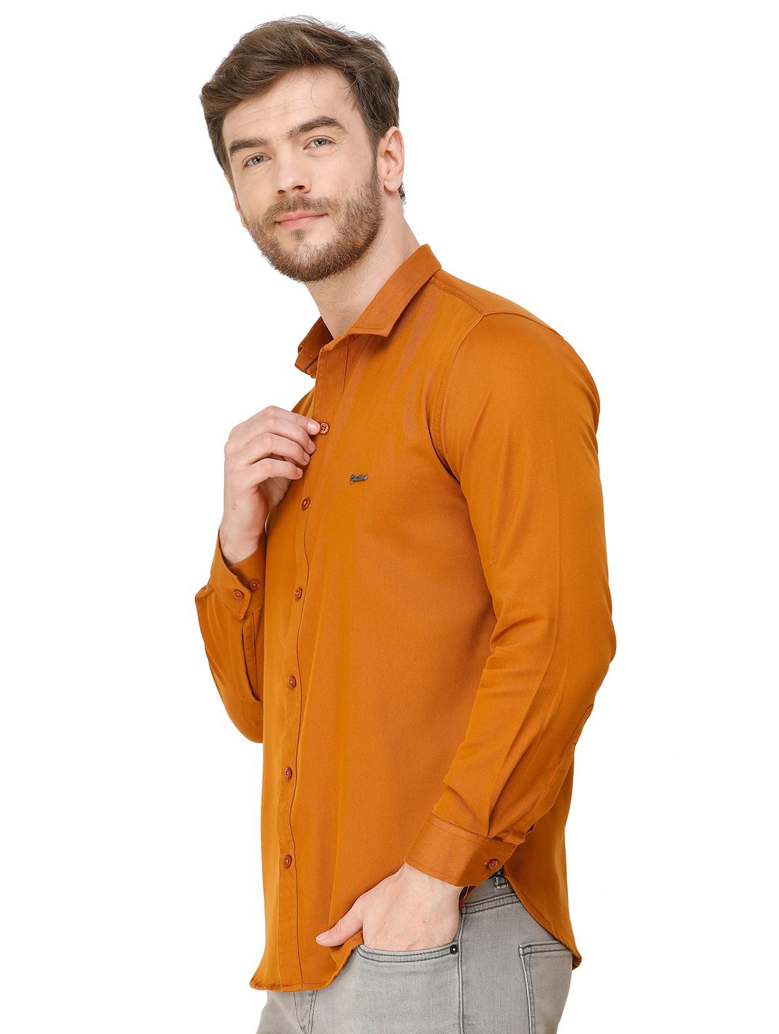 orange solid casual shirt - 16970014 - Standard Image - 1