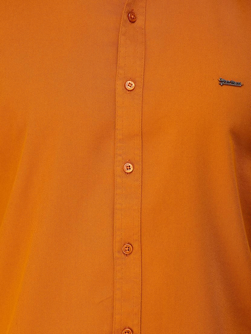 orange solid casual shirt - 16970014 - Standard Image - 4