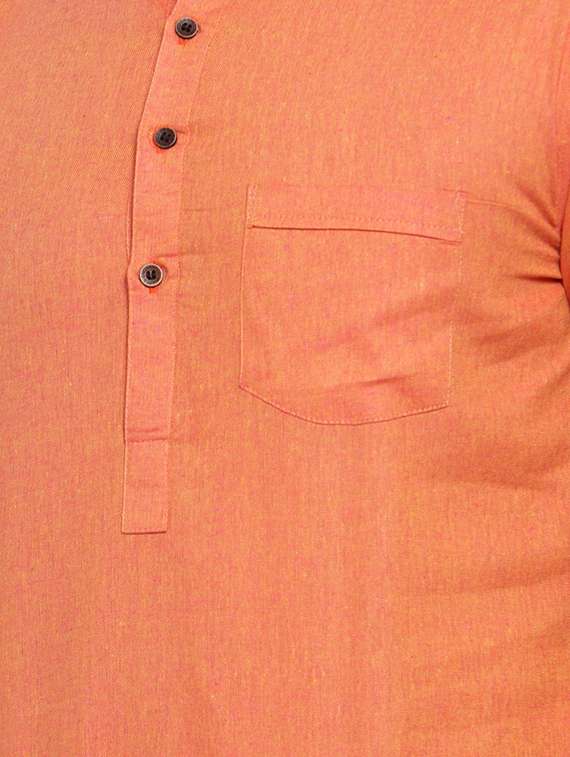 orange solid short kurta - 16970835 -  Standard Image - 4