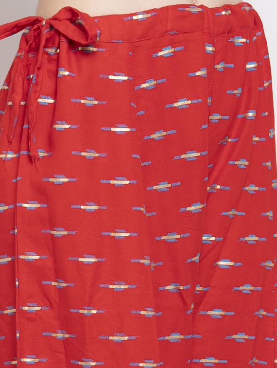 red printed flared palazzo - 16971235 - Standard Image - 4